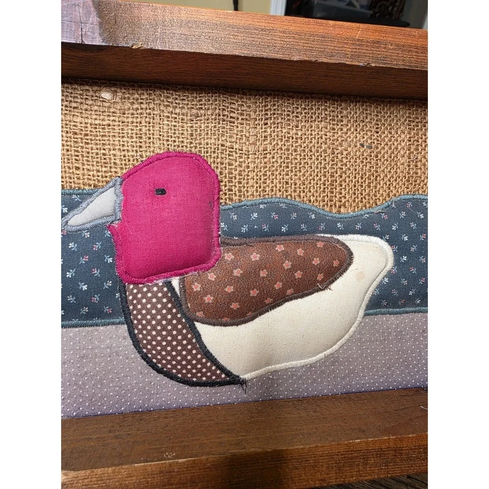 VINTAGE‎ Handmade Quilted Hanging Wall Decor Art 8 X 12 Duck Goose Quilt Pic